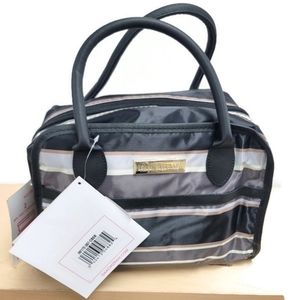 Legendary Black and Gray Striped ISAAC MIZRAHI Men's Bag